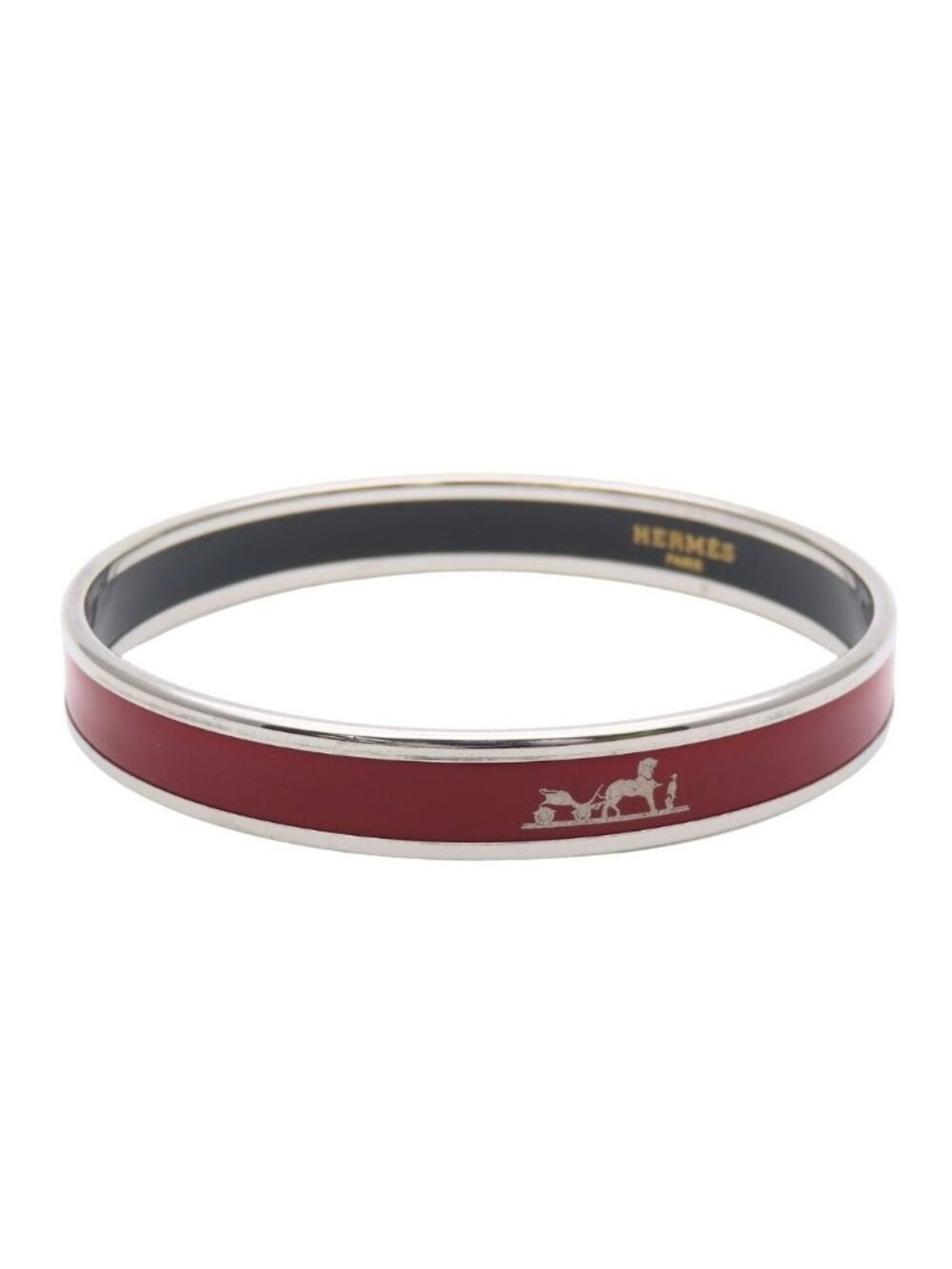 Hermes Bracelet Enamel PM Metal Bordeaux Silver Cloisonne